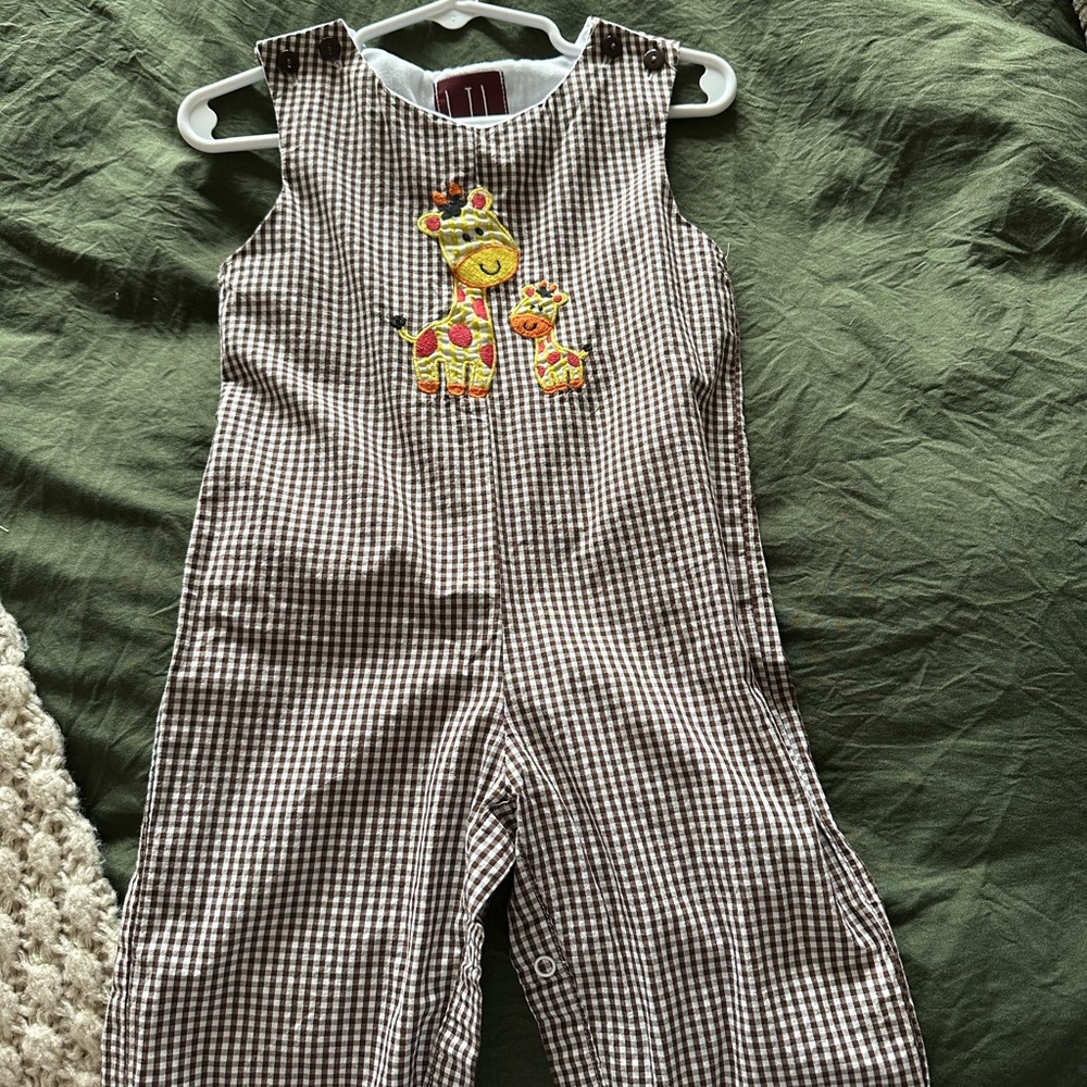 Cactus Brown Giraffe Kids Overalls